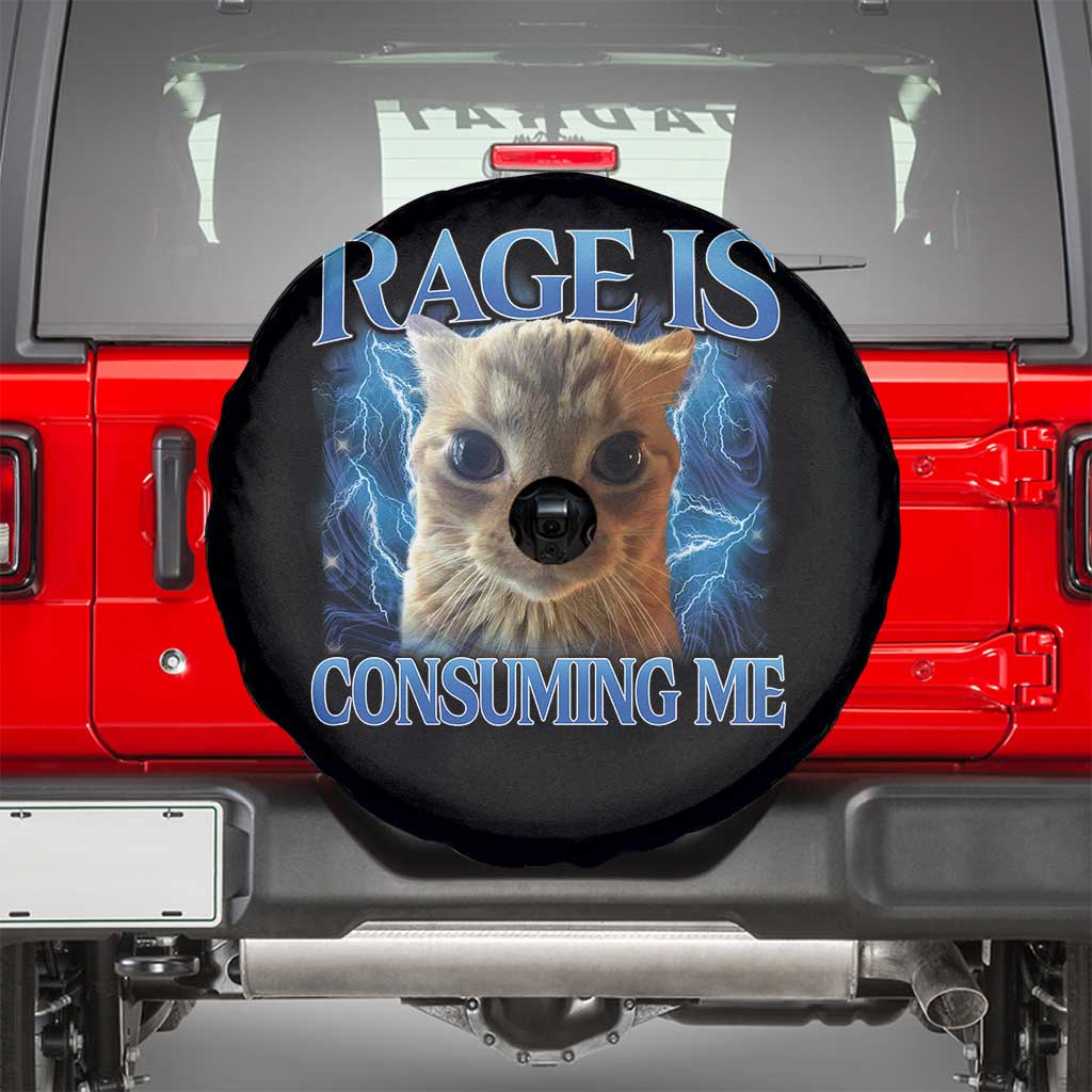 Rage Is Consuming Me Cat Meme Spare Tire Cover Funny Weird Humor Cat Face Bootleg - Wonder Print Shop
