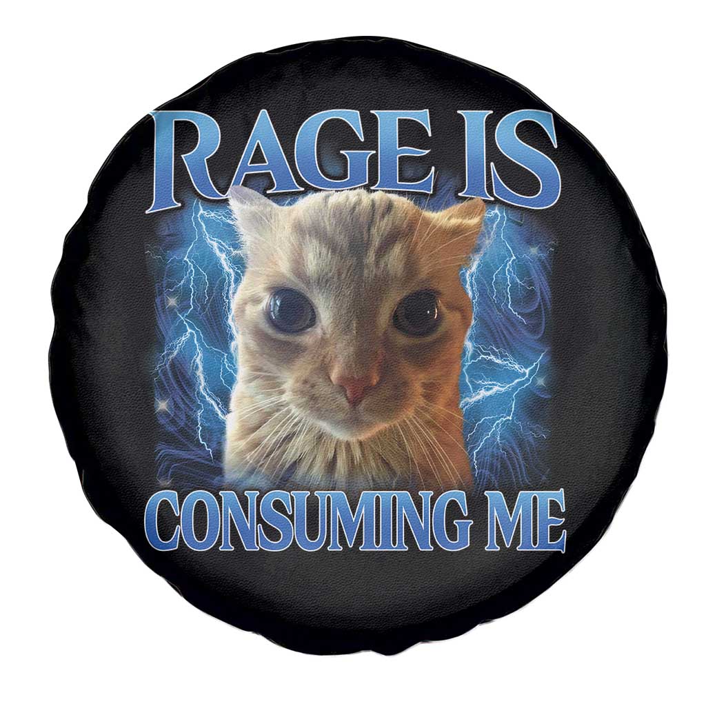 Rage Is Consuming Me Cat Meme Spare Tire Cover Funny Weird Humor Cat Face Bootleg - Wonder Print Shop