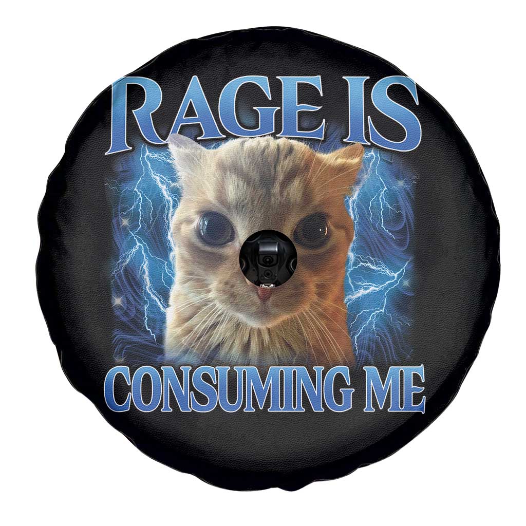 Rage Is Consuming Me Cat Meme Spare Tire Cover Funny Weird Humor Cat Face Bootleg - Wonder Print Shop