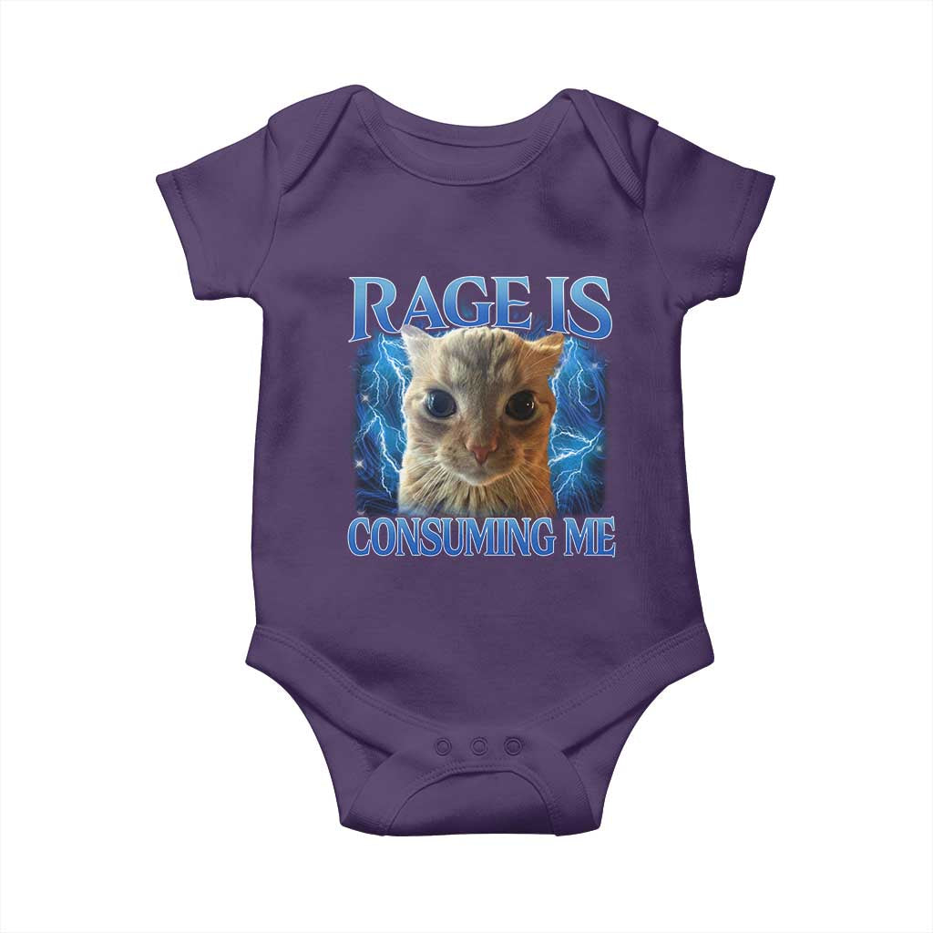Rage Is Consuming Me Cat Meme Baby Onesie Funny Weird Humor Cat Face Bootleg - Wonder Print Shop