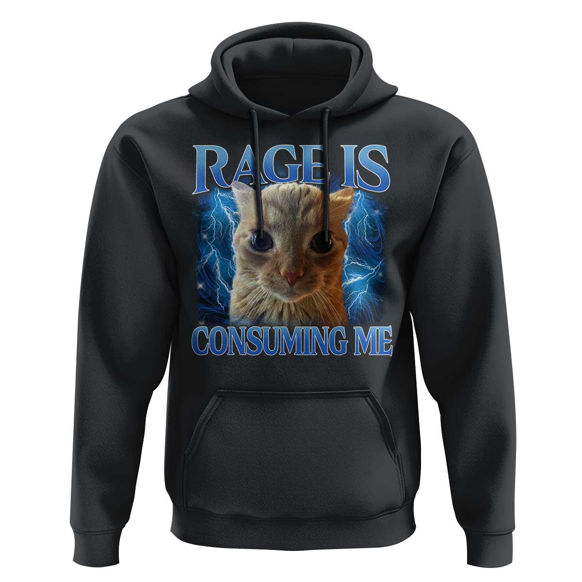 Rage Is Consuming Me Cat Meme Hoodie Funny Weird Humor Cat Face Bootleg - Wonder Print Shop
