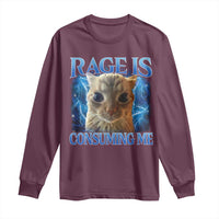 Rage Is Consuming Me Cat Meme Long Sleeve Shirt Funny Weird Humor Cat Face Bootleg - Wonder Print Shop