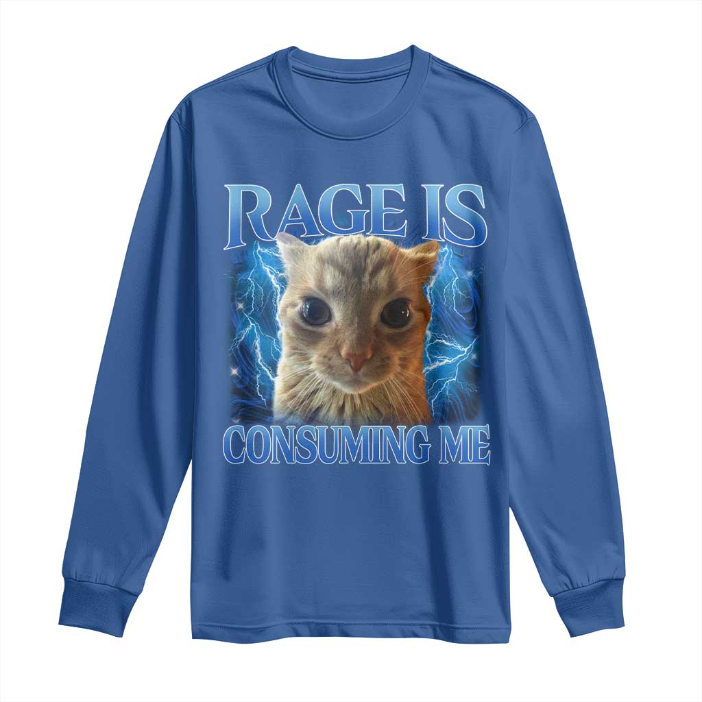 Rage Is Consuming Me Cat Meme Long Sleeve Shirt Funny Weird Humor Cat Face Bootleg - Wonder Print Shop