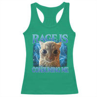 Rage Is Consuming Me Cat Meme Racerback Tank Top Funny Weird Humor Cat Face Bootleg - Wonder Print Shop