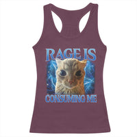 Rage Is Consuming Me Cat Meme Racerback Tank Top Funny Weird Humor Cat Face Bootleg - Wonder Print Shop