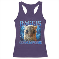 Rage Is Consuming Me Cat Meme Racerback Tank Top Funny Weird Humor Cat Face Bootleg - Wonder Print Shop