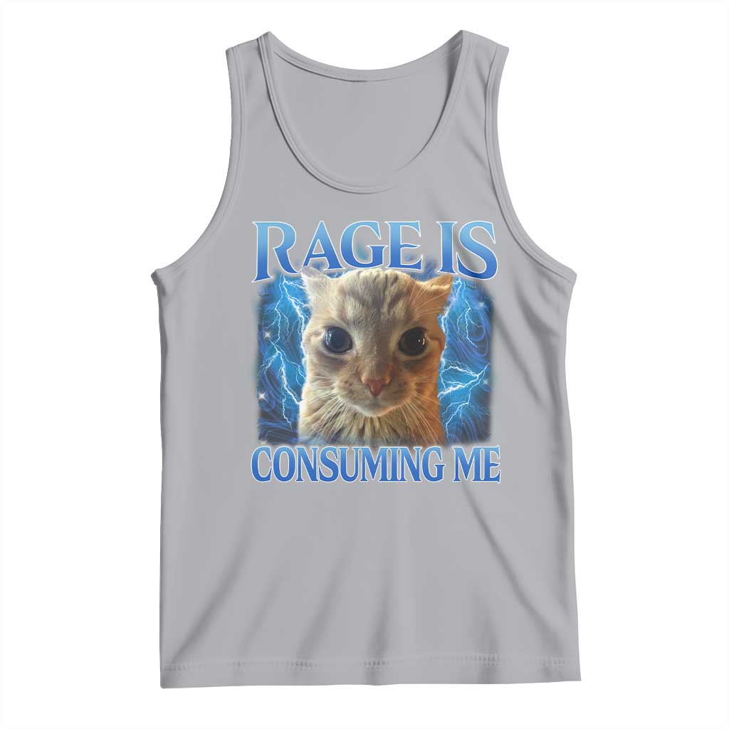 Rage Is Consuming Me Cat Meme Tank Top Funny Weird Humor Cat Face Bootleg - Wonder Print Shop