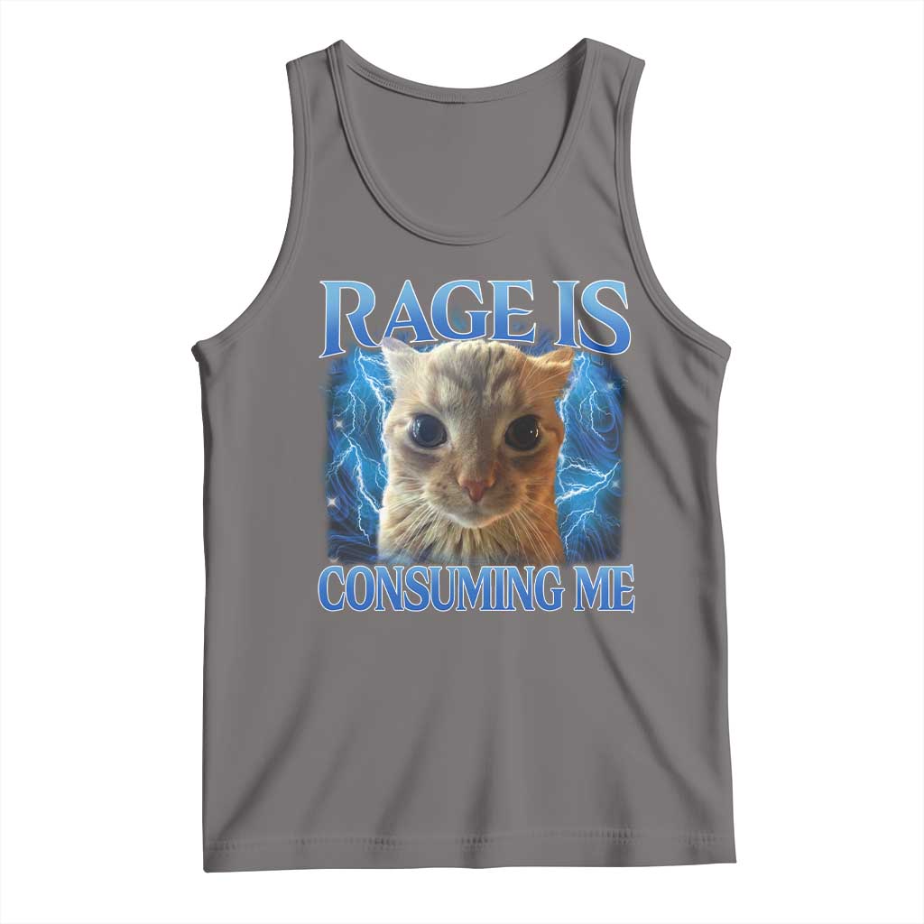 Rage Is Consuming Me Cat Meme Tank Top Funny Weird Humor Cat Face Bootleg - Wonder Print Shop