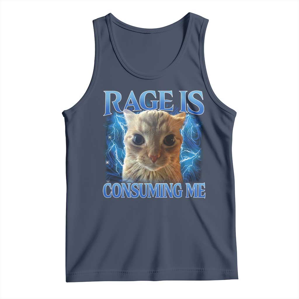 Rage Is Consuming Me Cat Meme Tank Top Funny Weird Humor Cat Face Bootleg - Wonder Print Shop