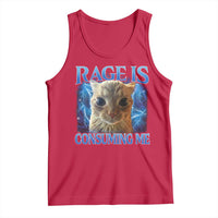 Rage Is Consuming Me Cat Meme Tank Top Funny Weird Humor Cat Face Bootleg - Wonder Print Shop