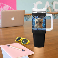 Rage Is Consuming Me Cat Meme Tumbler With Handle Funny Weird Humor Cat Face Bootleg - Wonder Print Shop