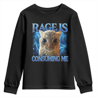 Rage Is Consuming Me Cat Meme Youth Sweatshirt Funny Weird Humor Cat Face Bootleg - Wonder Print Shop