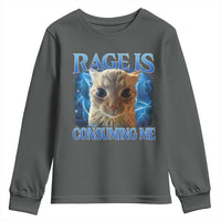 Rage Is Consuming Me Cat Meme Youth Sweatshirt Funny Weird Humor Cat Face Bootleg - Wonder Print Shop