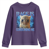 Rage Is Consuming Me Cat Meme Youth Sweatshirt Funny Weird Humor Cat Face Bootleg - Wonder Print Shop