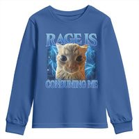 Rage Is Consuming Me Cat Meme Youth Sweatshirt Funny Weird Humor Cat Face Bootleg - Wonder Print Shop