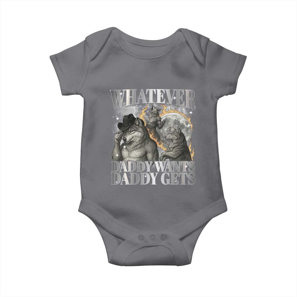 Funny Alpha Wolf Meme Baby Onesie Whatever Daddy Wants Daddy Gets Cringe Humor - Wonder Print Shop