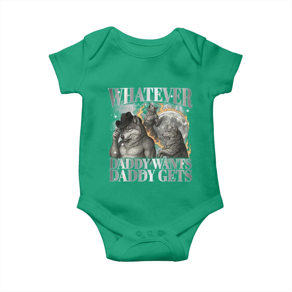 Funny Alpha Wolf Meme Baby Onesie Whatever Daddy Wants Daddy Gets Cringe Humor - Wonder Print Shop