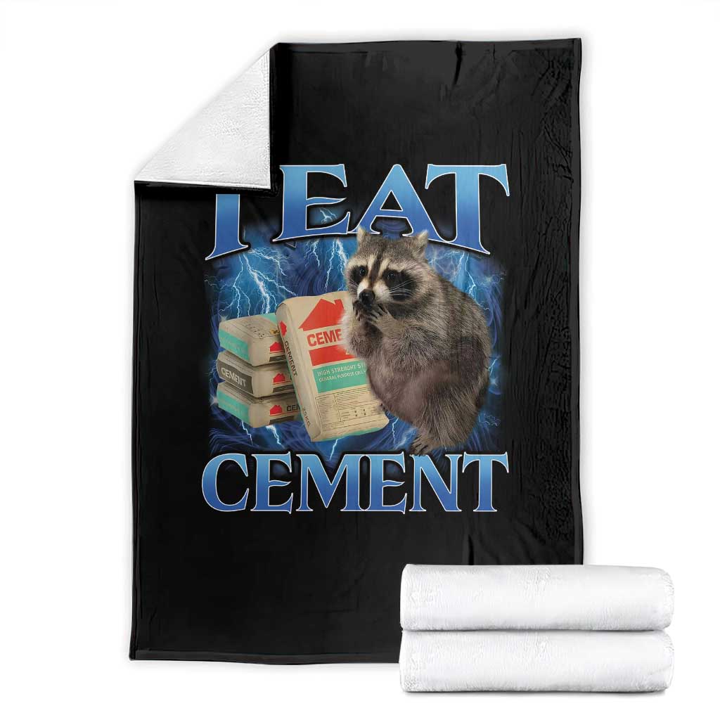 I Eat Cement Throw Blanket Cursed Raccoon Funny Oddly Dank Meme Gen Z - Wonder Print Shop