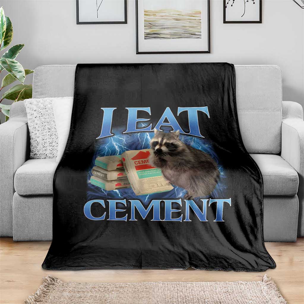 I Eat Cement Throw Blanket Cursed Raccoon Funny Oddly Dank Meme Gen Z - Wonder Print Shop