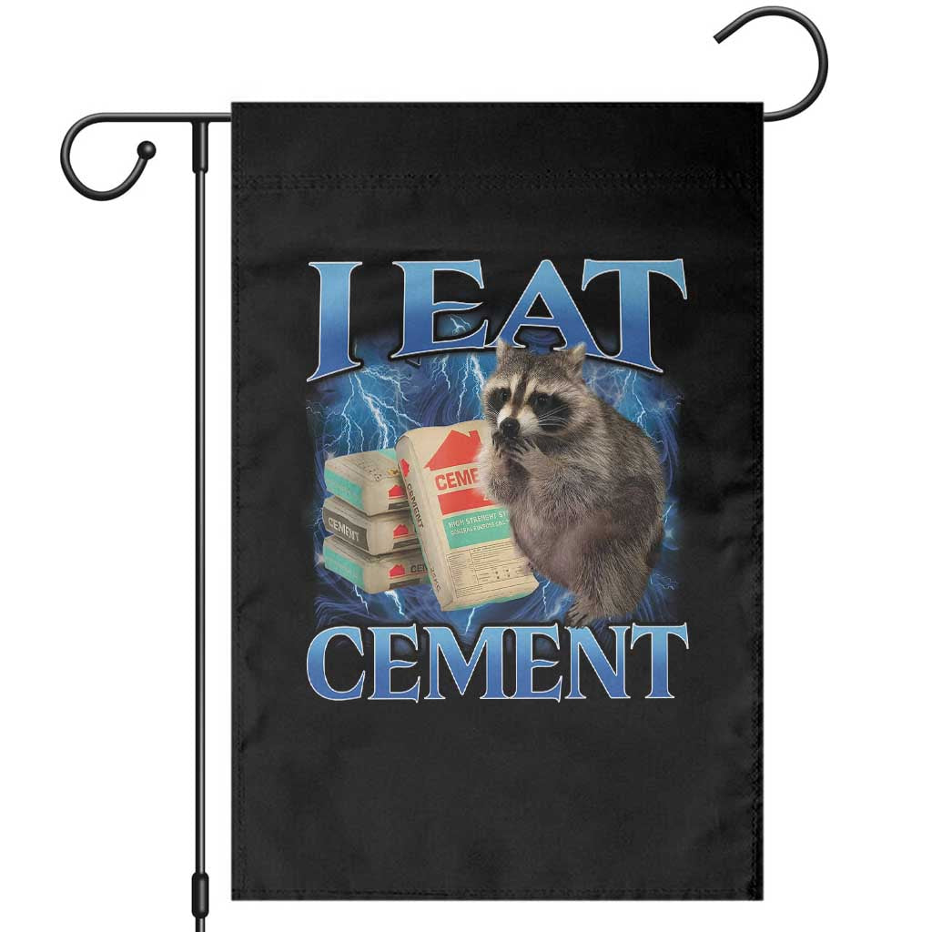 I Eat Cement Garden Flag Cursed Raccoon Funny Oddly Dank Meme Gen Z - Wonder Print Shop