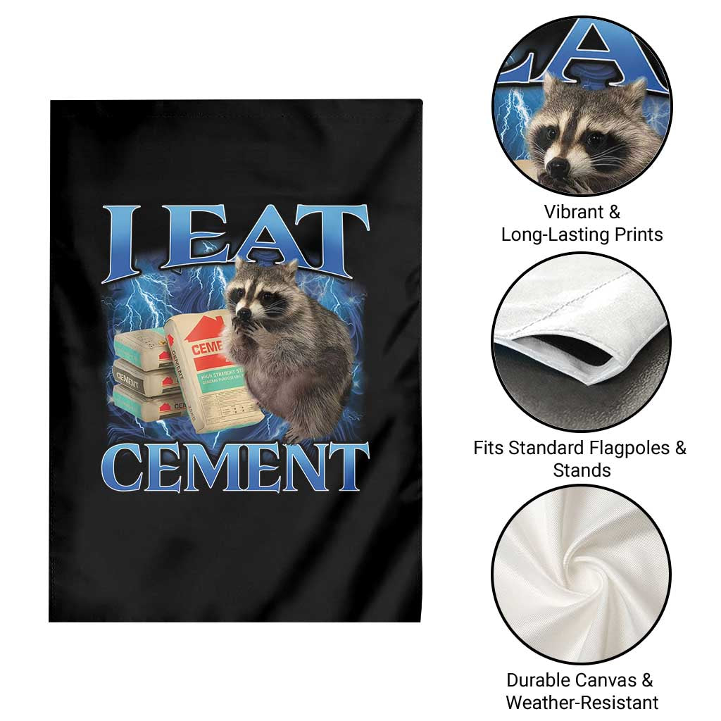 I Eat Cement Garden Flag Cursed Raccoon Funny Oddly Dank Meme Gen Z - Wonder Print Shop