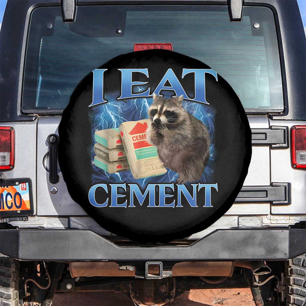 I Eat Cement Spare Tire Cover Cursed Raccoon Funny Oddly Dank Meme Gen Z - Wonder Print Shop