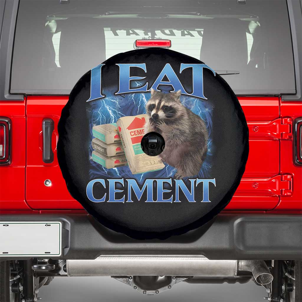 I Eat Cement Spare Tire Cover Cursed Raccoon Funny Oddly Dank Meme Gen Z - Wonder Print Shop