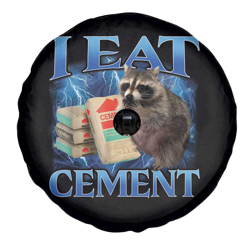 I Eat Cement Spare Tire Cover Cursed Raccoon Funny Oddly Dank Meme Gen Z - Wonder Print Shop