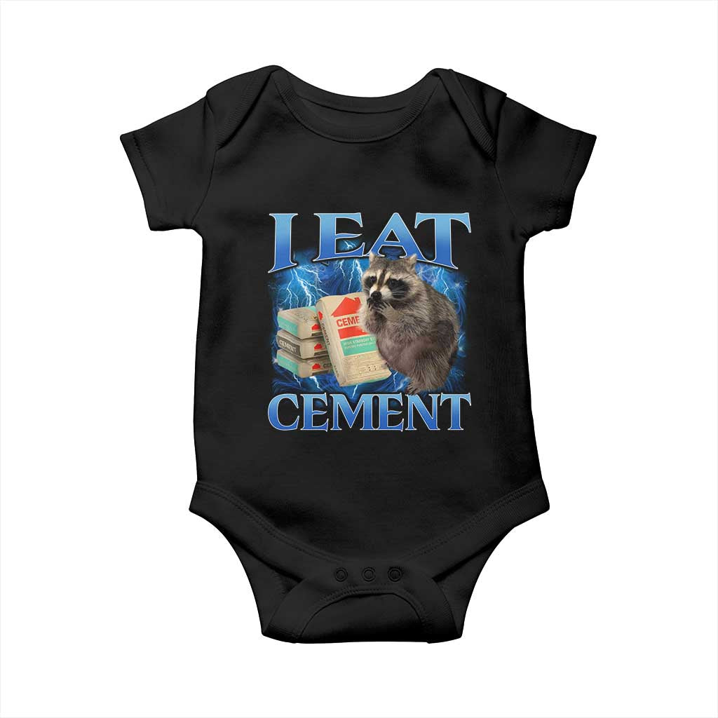 I Eat Cement Baby Onesie Cursed Raccoon Funny Oddly Dank Meme Gen Z - Wonder Print Shop
