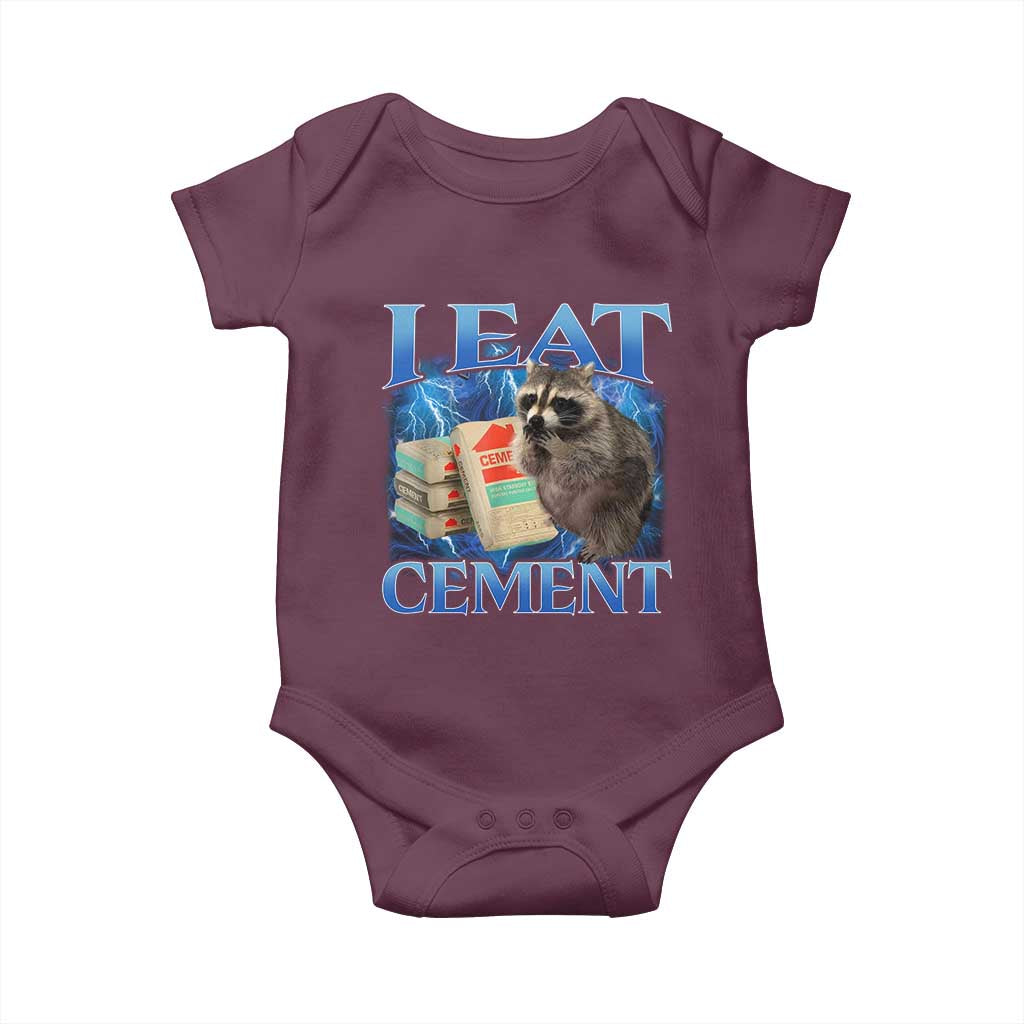 I Eat Cement Baby Onesie Cursed Raccoon Funny Oddly Dank Meme Gen Z - Wonder Print Shop