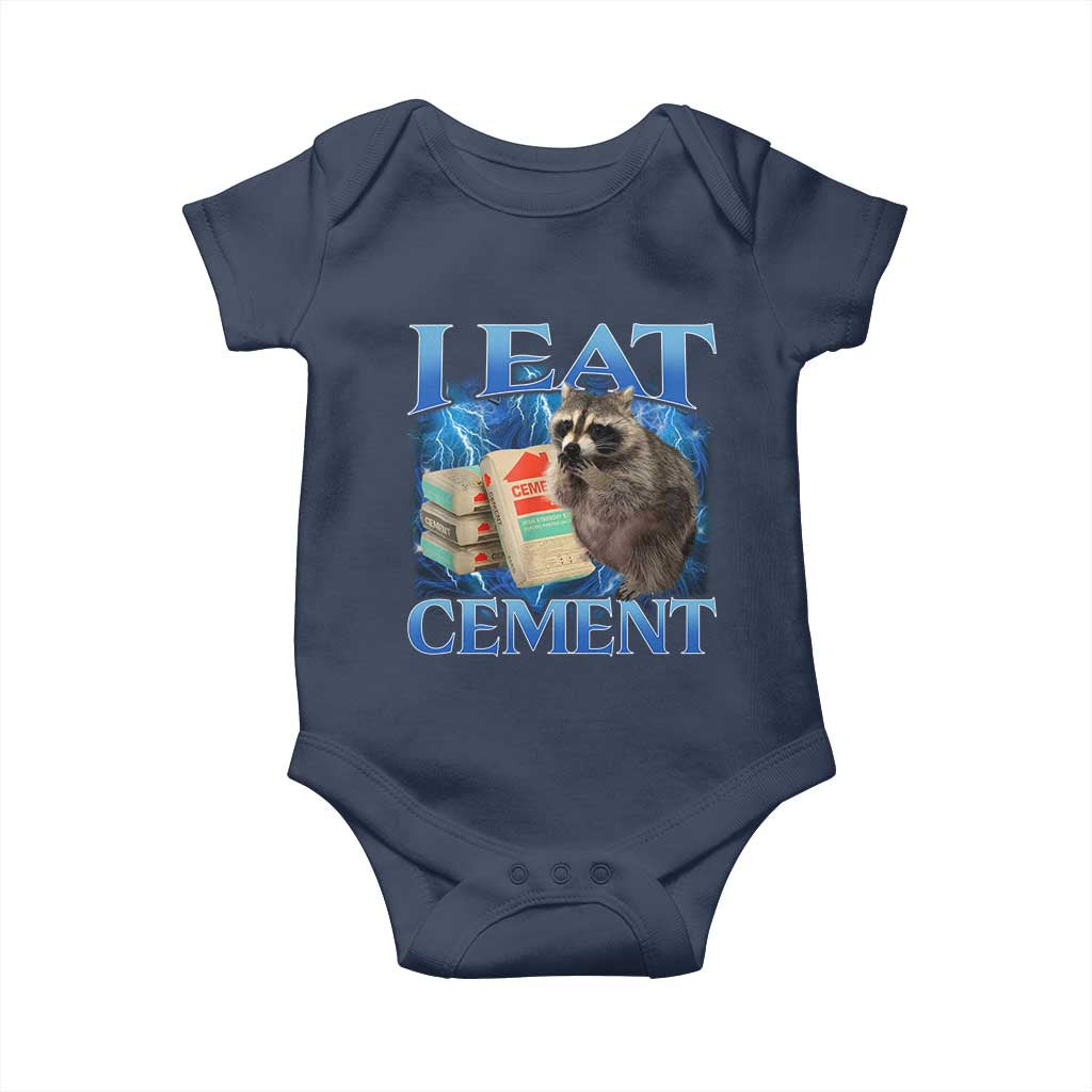 I Eat Cement Baby Onesie Cursed Raccoon Funny Oddly Dank Meme Gen Z - Wonder Print Shop