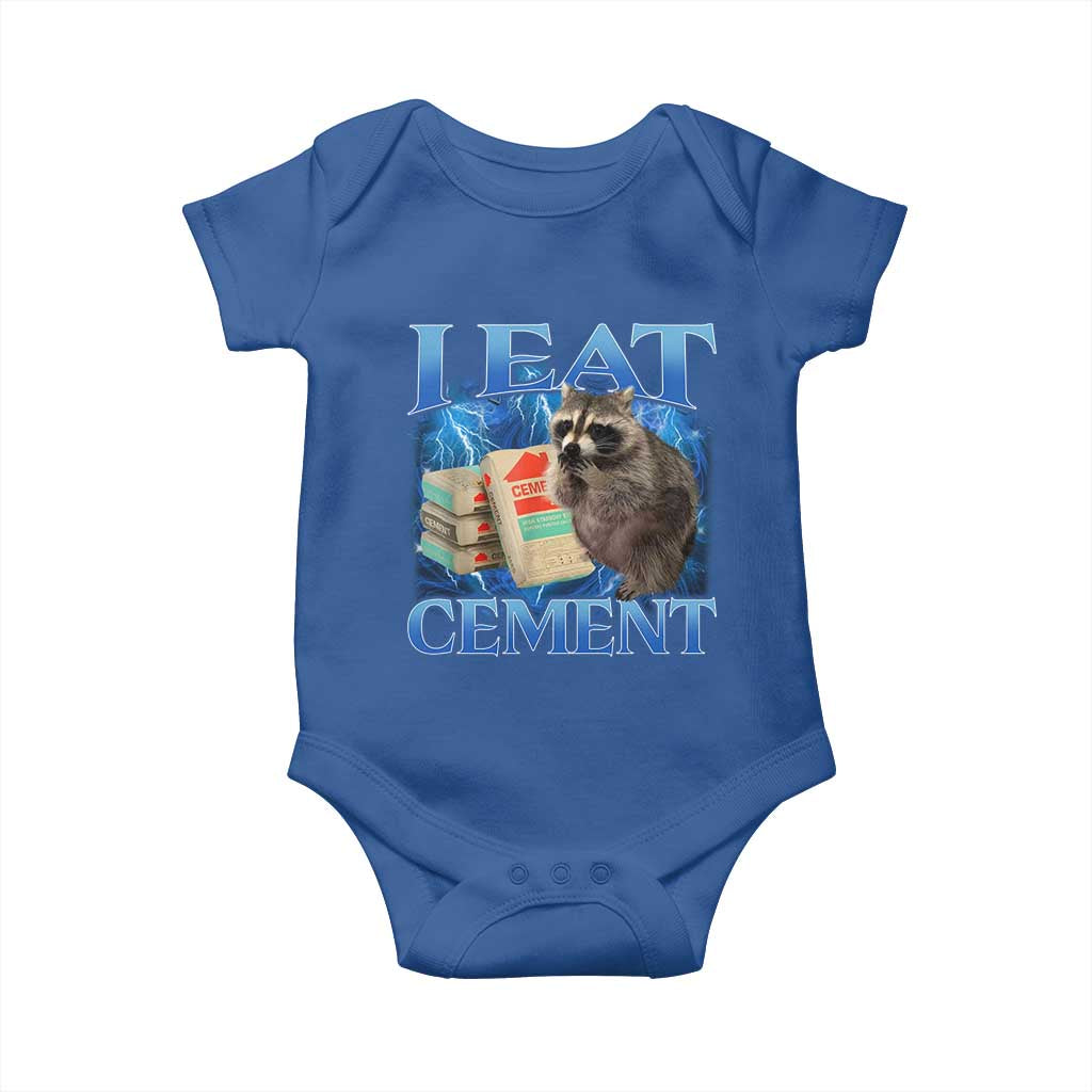 I Eat Cement Baby Onesie Cursed Raccoon Funny Oddly Dank Meme Gen Z - Wonder Print Shop