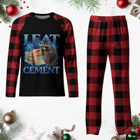 I Eat Cement Plaid Pajama Set Cursed Raccoon Funny Oddly Dank Meme Gen Z - Wonder Print Shop