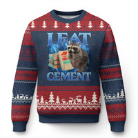 I Eat Cement Ugly Christmas Sweater Cursed Raccoon Funny Oddly Dank Meme Gen Z - Wonder Print Shop