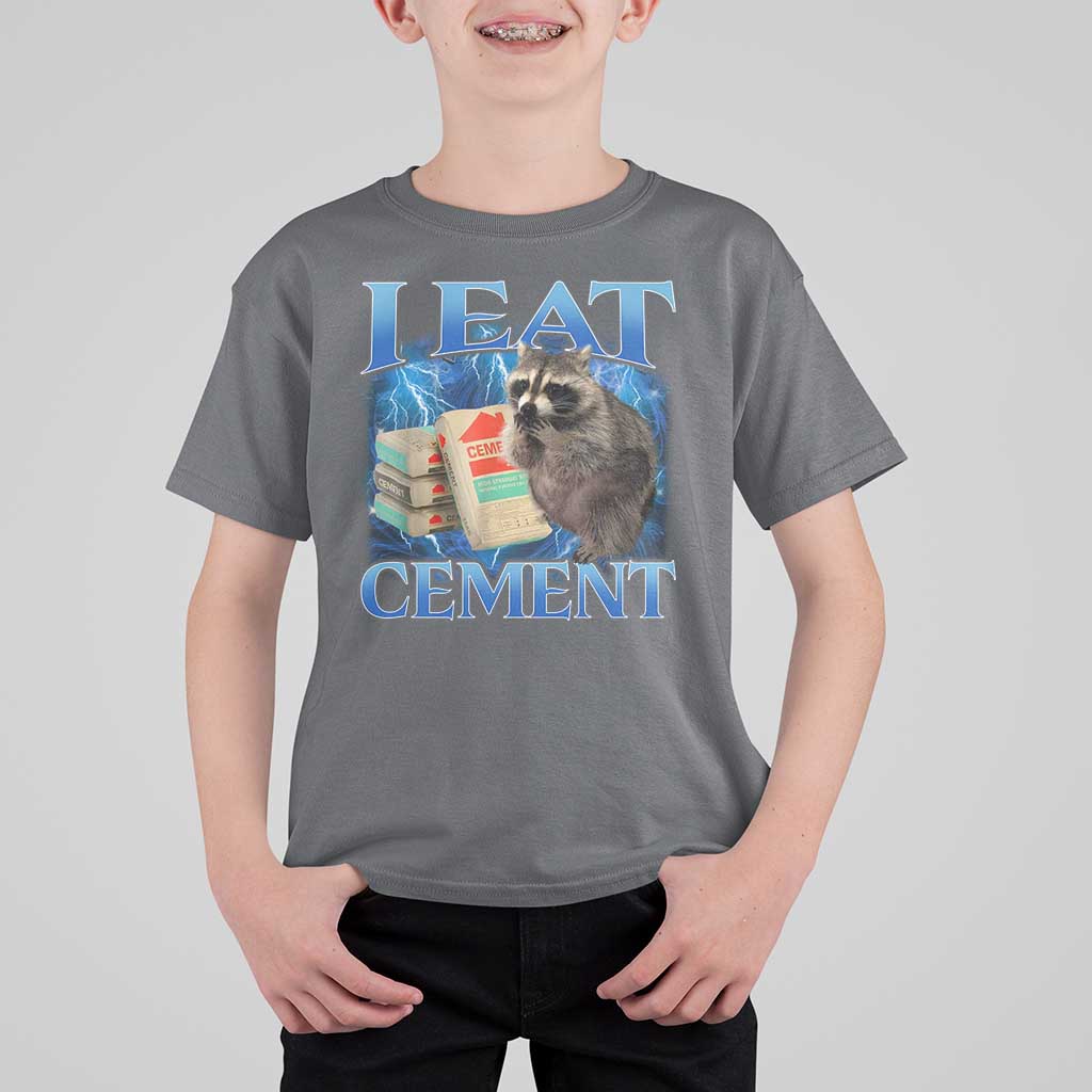 I Eat Cement T Shirt For Kid Cursed Raccoon Funny Oddly Dank Meme Gen Z - Wonder Print Shop