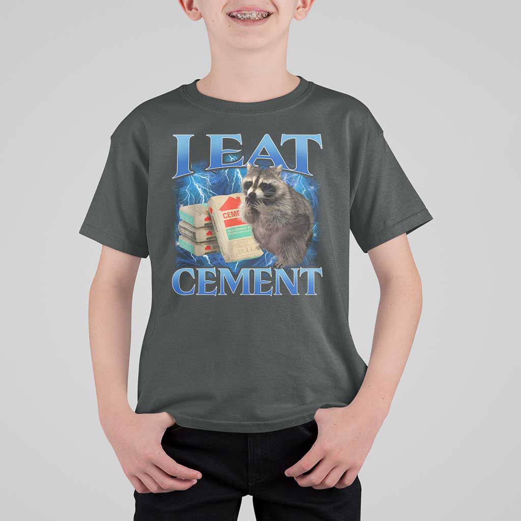I Eat Cement T Shirt For Kid Cursed Raccoon Funny Oddly Dank Meme Gen Z - Wonder Print Shop