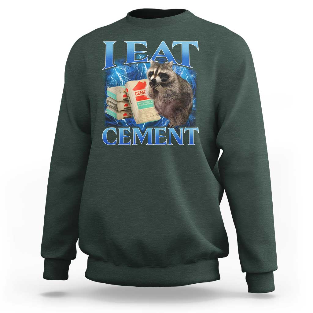 I Eat Cement Sweatshirt Cursed Raccoon Funny Oddly Dank Meme Gen Z - Wonder Print Shop