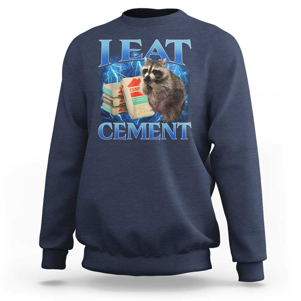 I Eat Cement Sweatshirt Cursed Raccoon Funny Oddly Dank Meme Gen Z - Wonder Print Shop