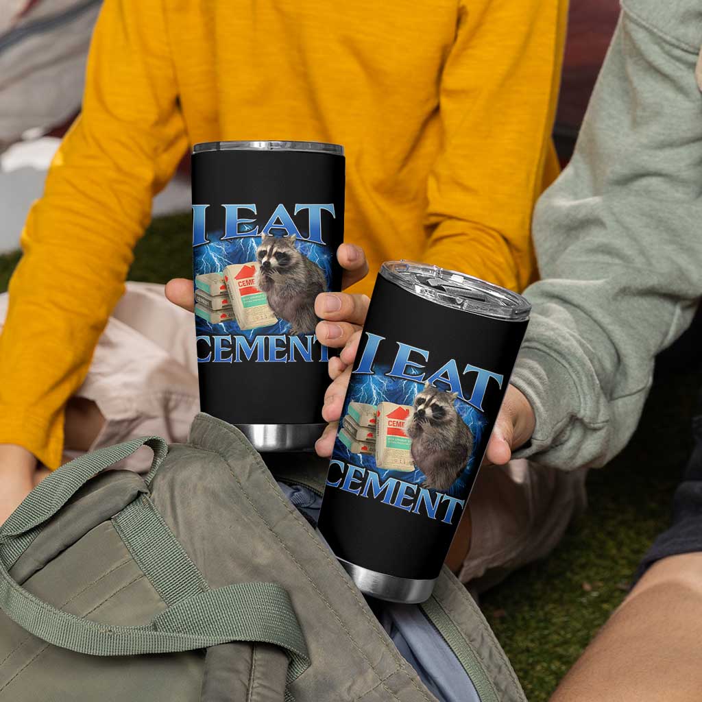 I Eat Cement Tumbler Cup Cursed Raccoon Funny Oddly Dank Meme Gen Z - Wonder Print Shop