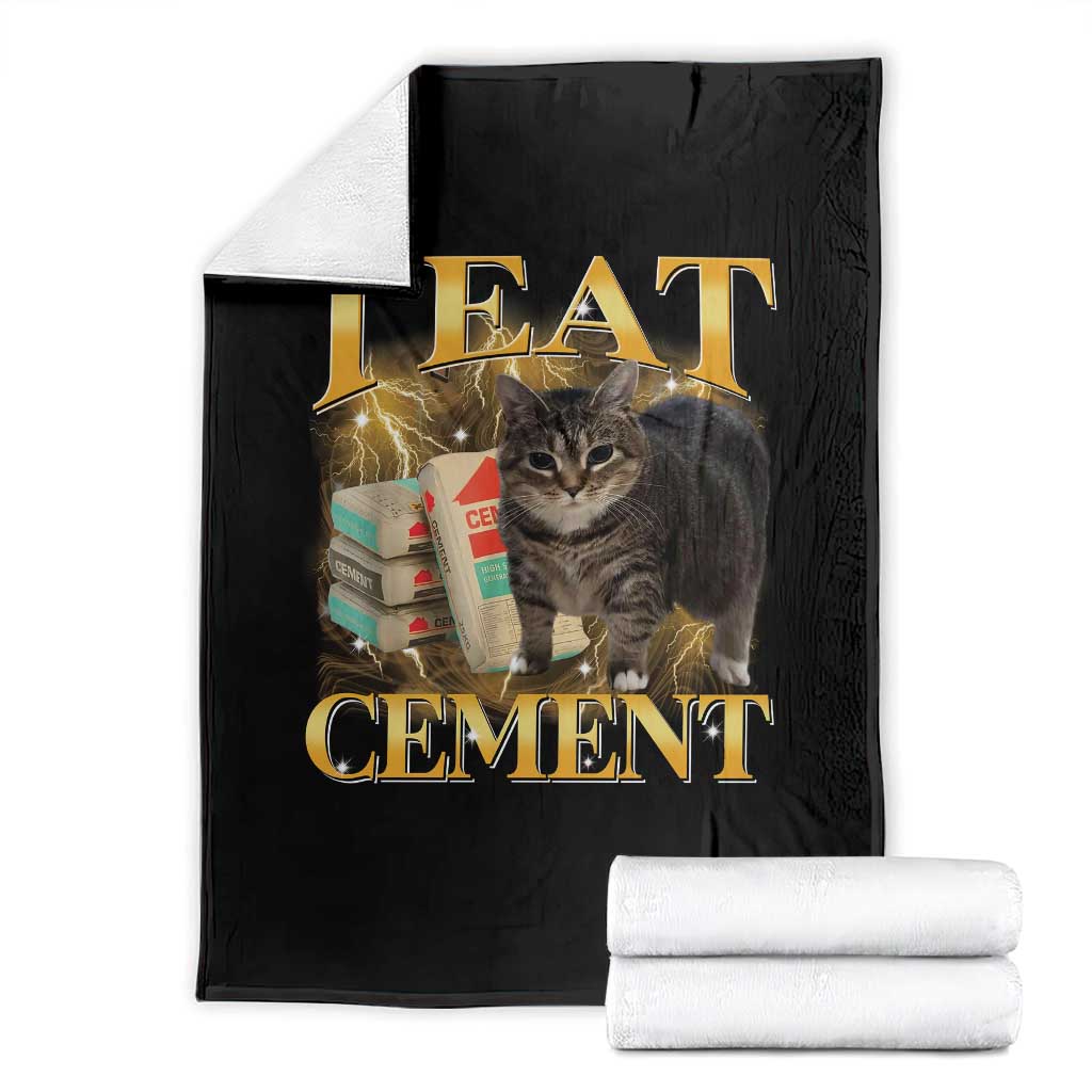 I Eat Cement Cat Meme Throw Blanket Funny Internet Memes Bootleg Cursed Cat Lovers - Wonder Print Shop