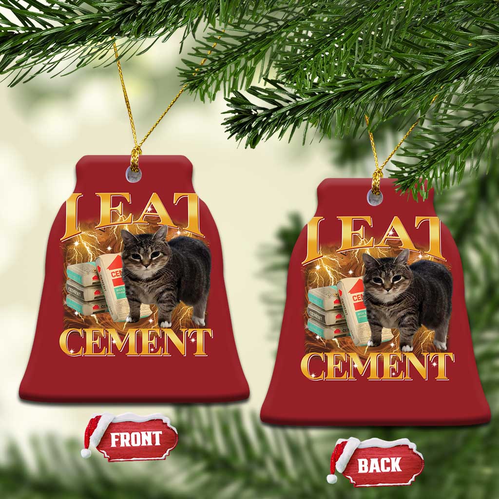 I Eat Cement Cat Meme Christmas Ornament Funny Internet Memes Bootleg Cursed Cat Lovers - Wonder Print Shop