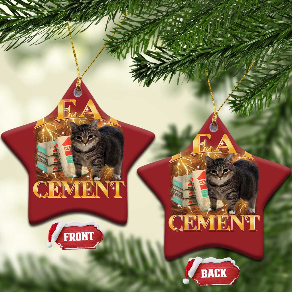 I Eat Cement Cat Meme Christmas Ornament Funny Internet Memes Bootleg Cursed Cat Lovers - Wonder Print Shop
