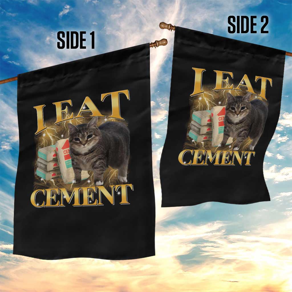I Eat Cement Cat Meme Garden Flag Funny Internet Memes Bootleg Cursed Cat Lovers - Wonder Print Shop