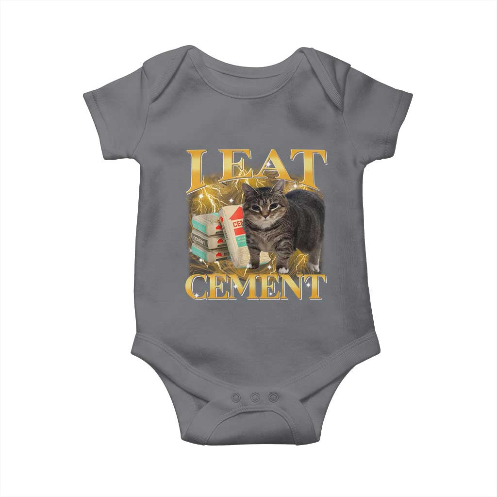 I Eat Cement Cat Meme Baby Onesie Funny Internet Memes Bootleg Cursed Cat Lovers - Wonder Print Shop