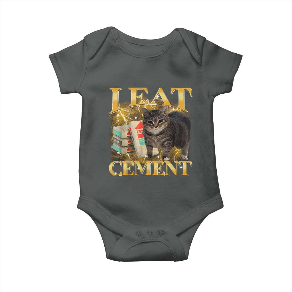 I Eat Cement Cat Meme Baby Onesie Funny Internet Memes Bootleg Cursed Cat Lovers - Wonder Print Shop