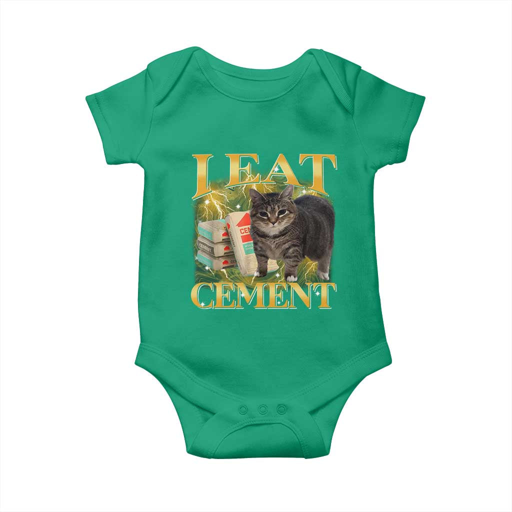 I Eat Cement Cat Meme Baby Onesie Funny Internet Memes Bootleg Cursed Cat Lovers - Wonder Print Shop