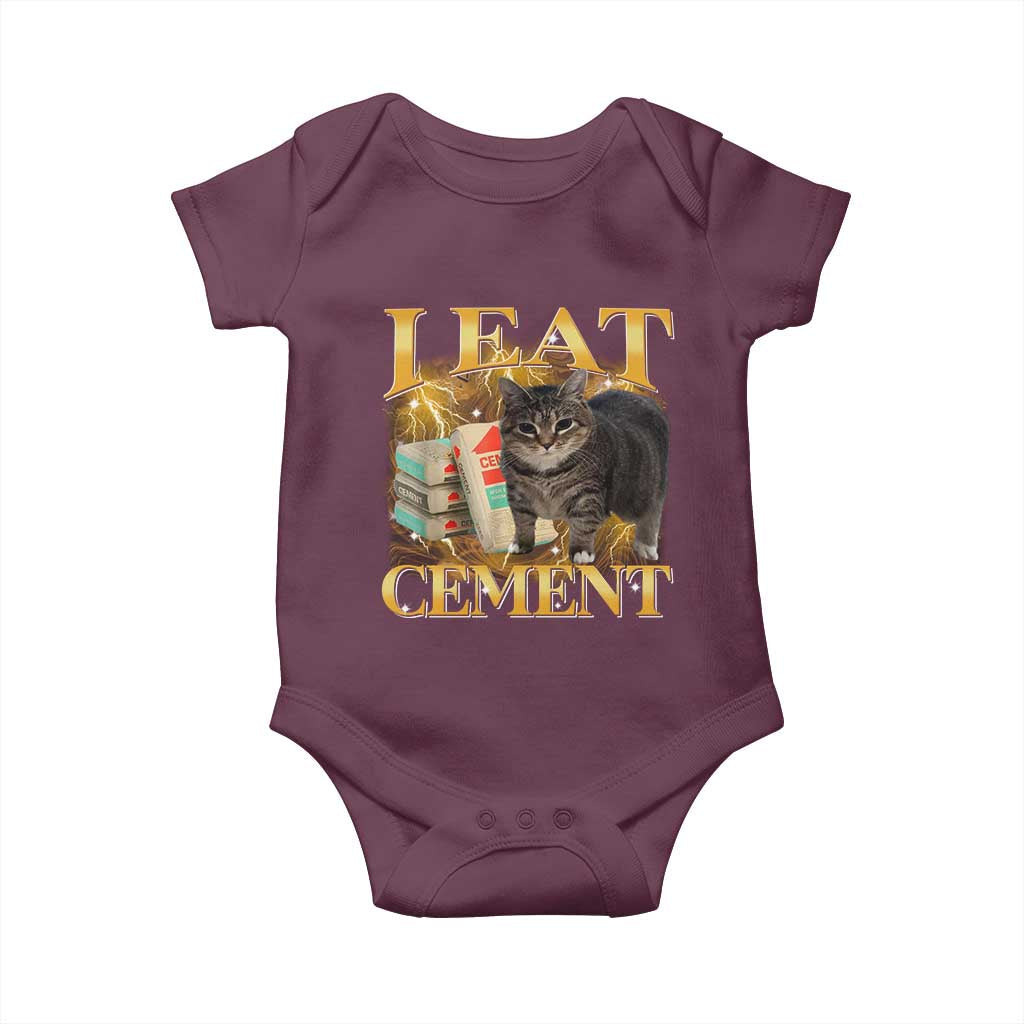 I Eat Cement Cat Meme Baby Onesie Funny Internet Memes Bootleg Cursed Cat Lovers - Wonder Print Shop