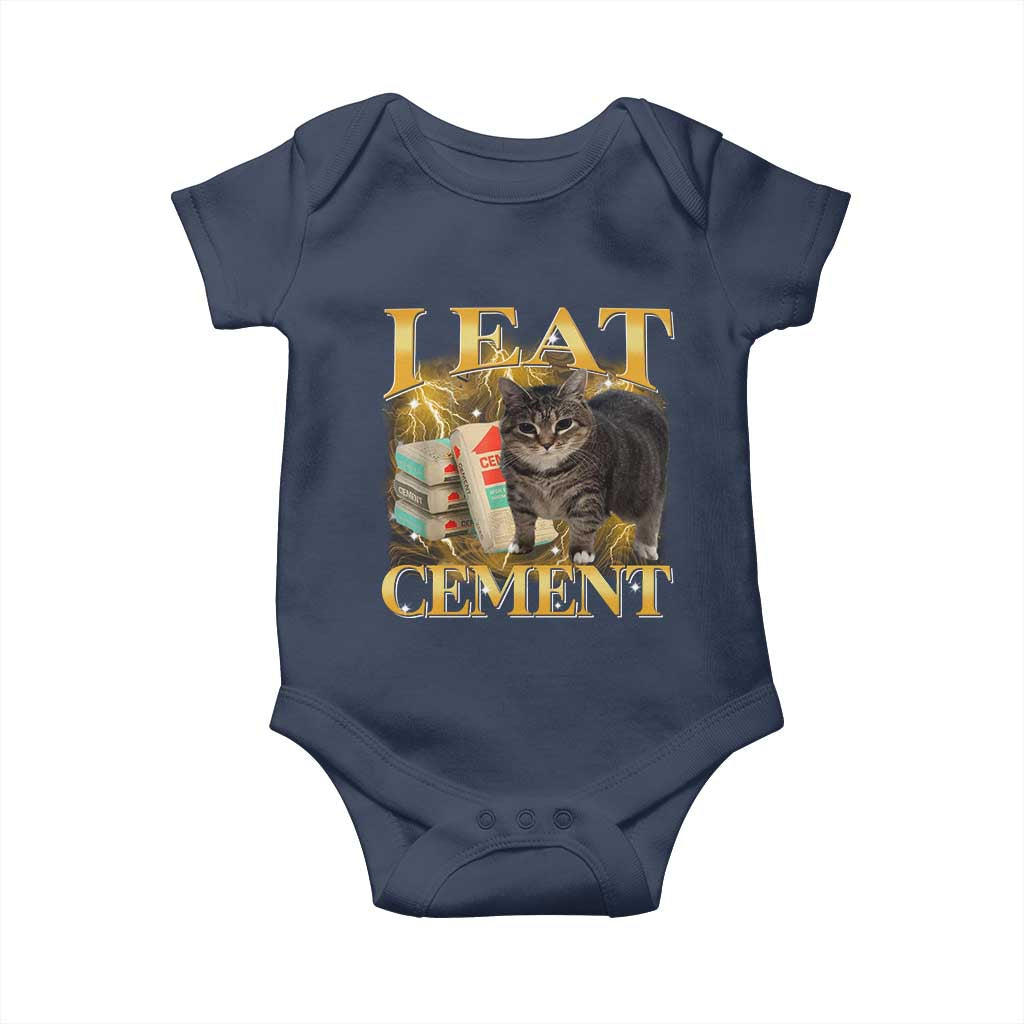 I Eat Cement Cat Meme Baby Onesie Funny Internet Memes Bootleg Cursed Cat Lovers - Wonder Print Shop