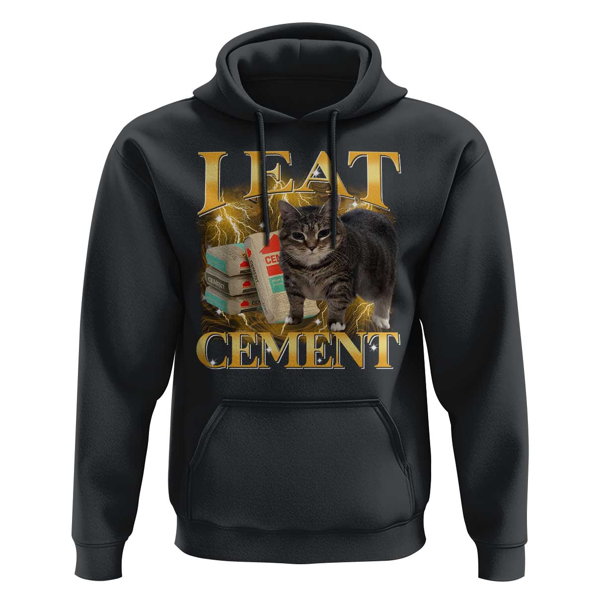 I Eat Cement Cat Meme Hoodie Funny Internet Memes Bootleg Cursed Cat Lovers - Wonder Print Shop