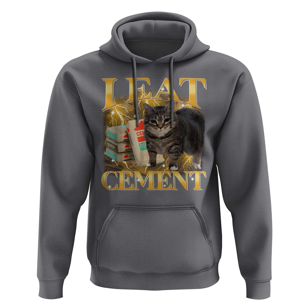 I Eat Cement Cat Meme Hoodie Funny Internet Memes Bootleg Cursed Cat Lovers - Wonder Print Shop